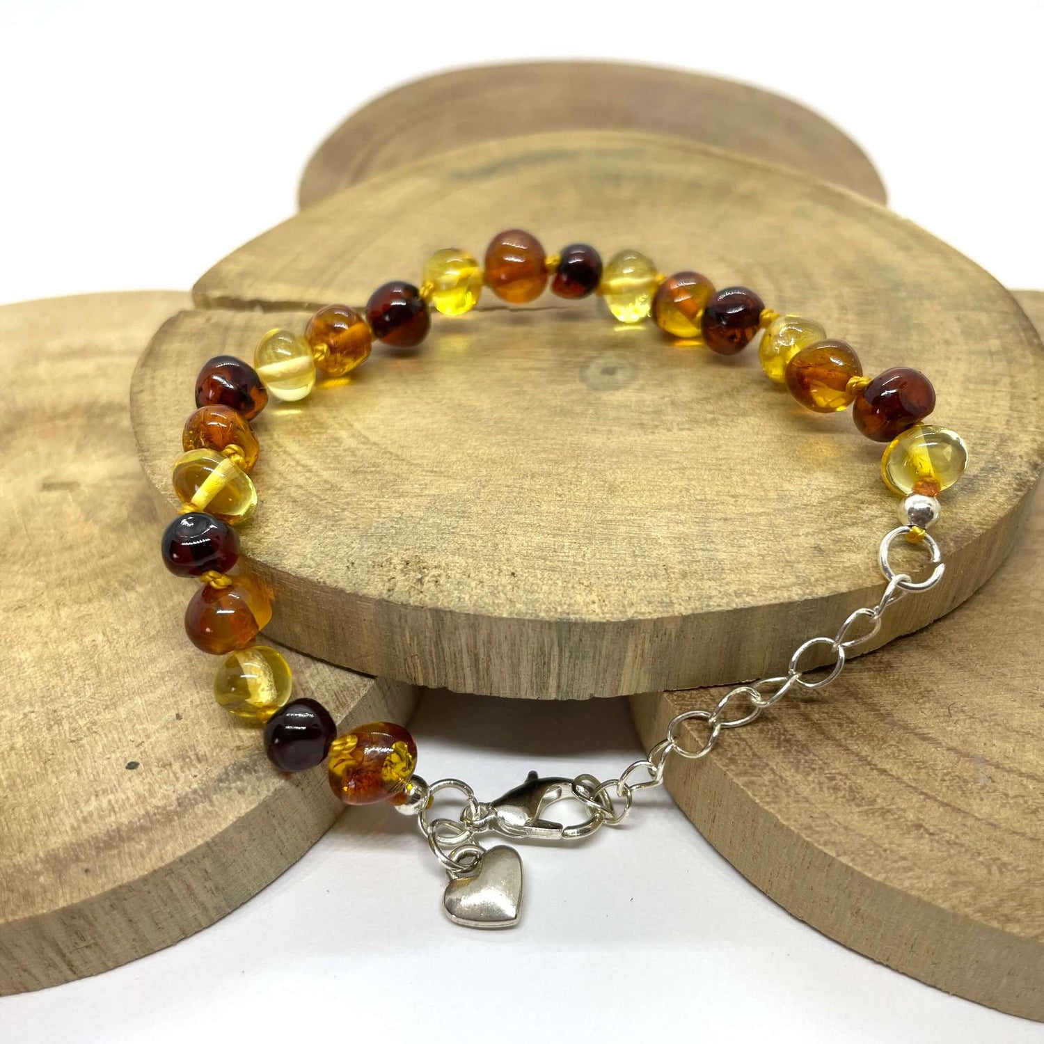 mixed coloured amber bracelet