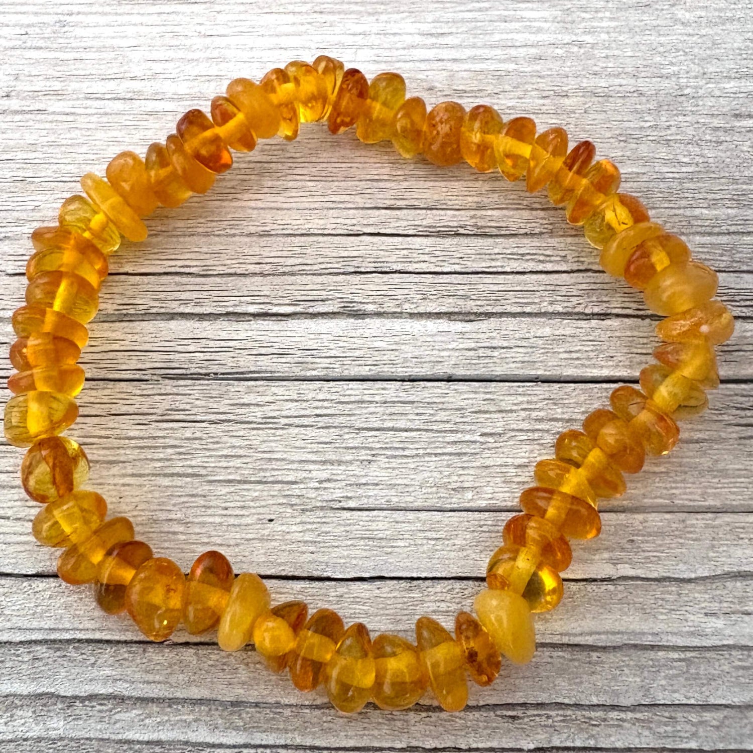 beaded amber bracelet on elastic