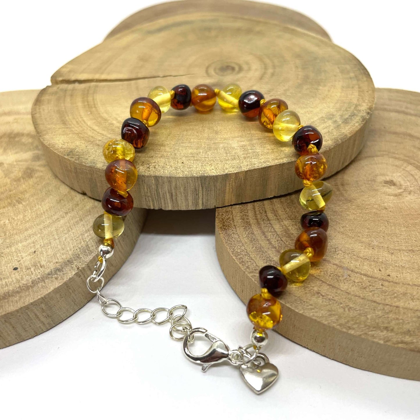 mixed coloured amber bracelet