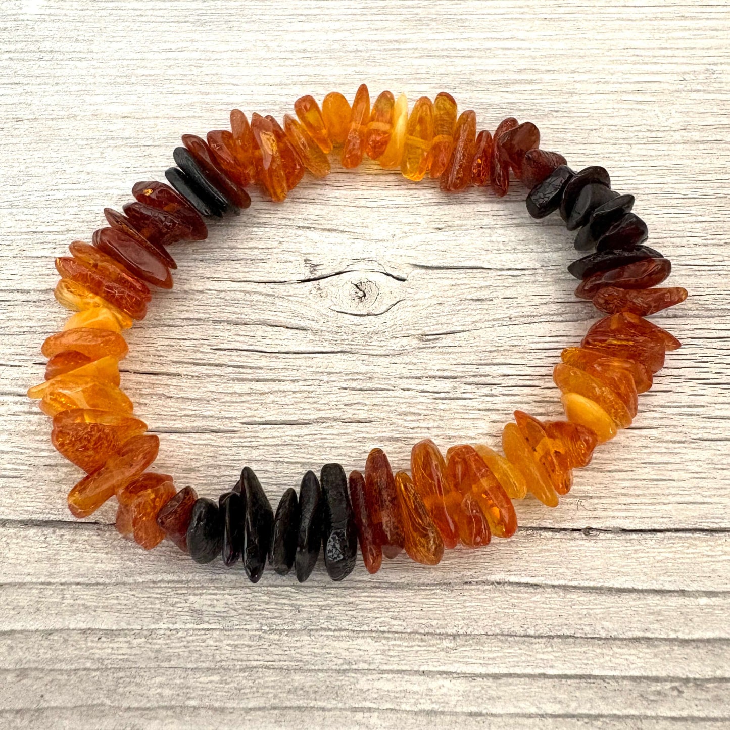 Mixed coloured beaded amber bracelet
