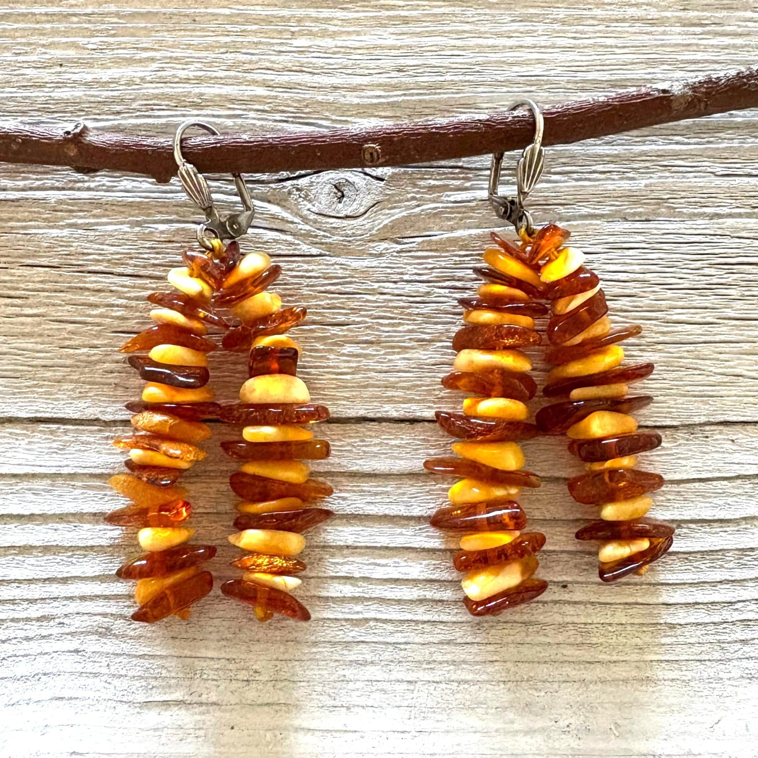 Long amber dangle earrings