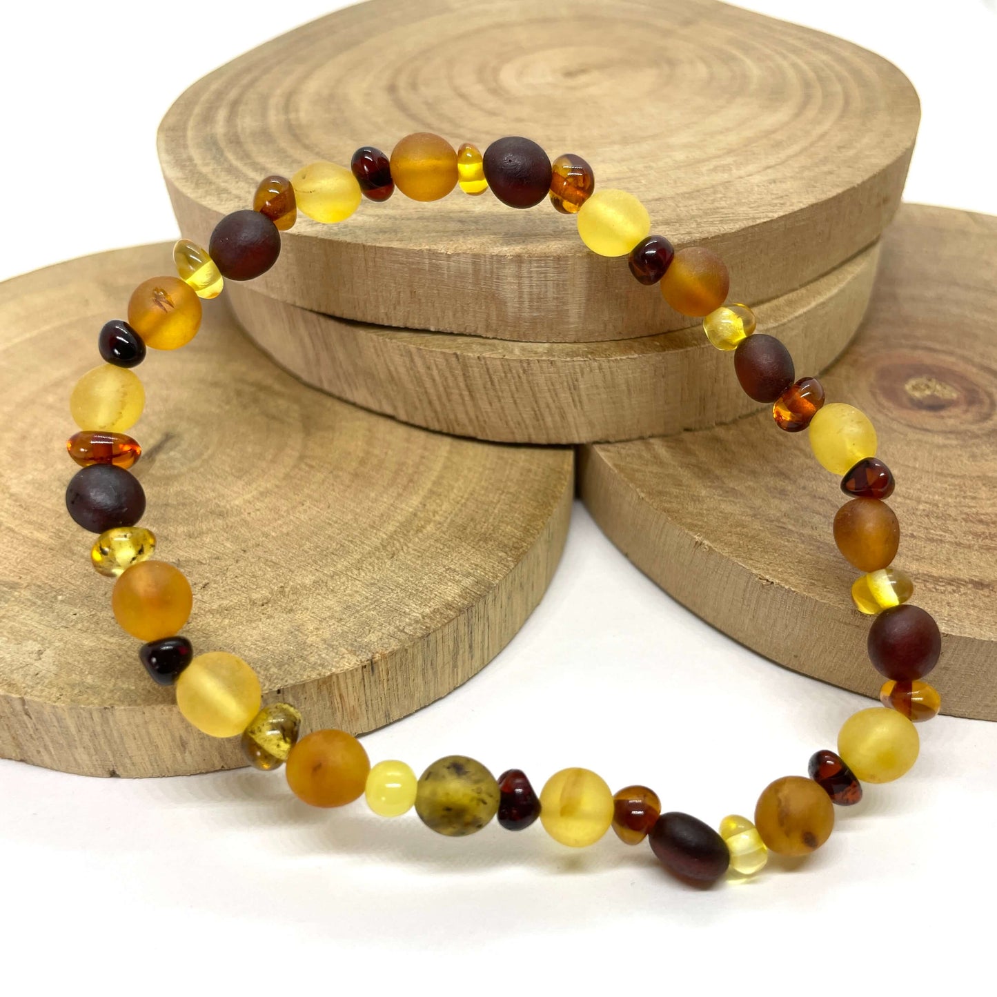 mixed coloured beaded amber bracelet