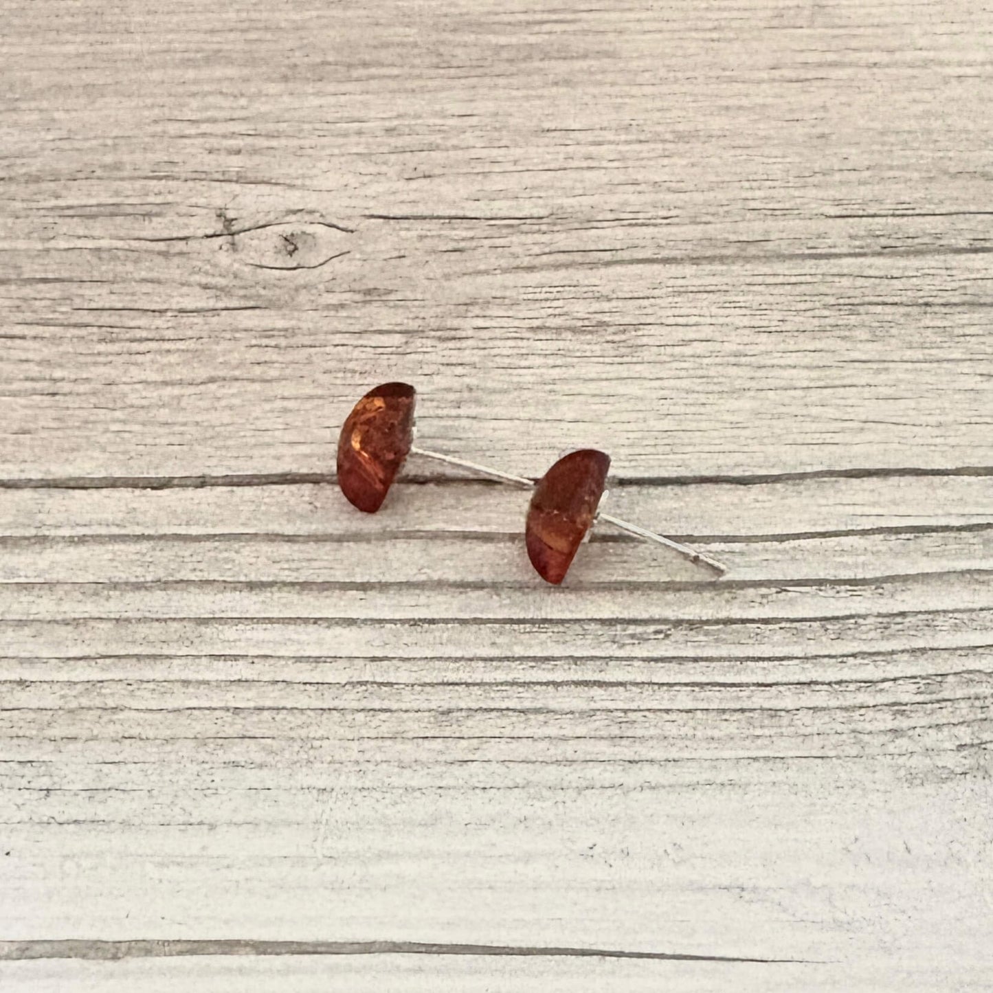 Pair of square shaped amber stud earrings