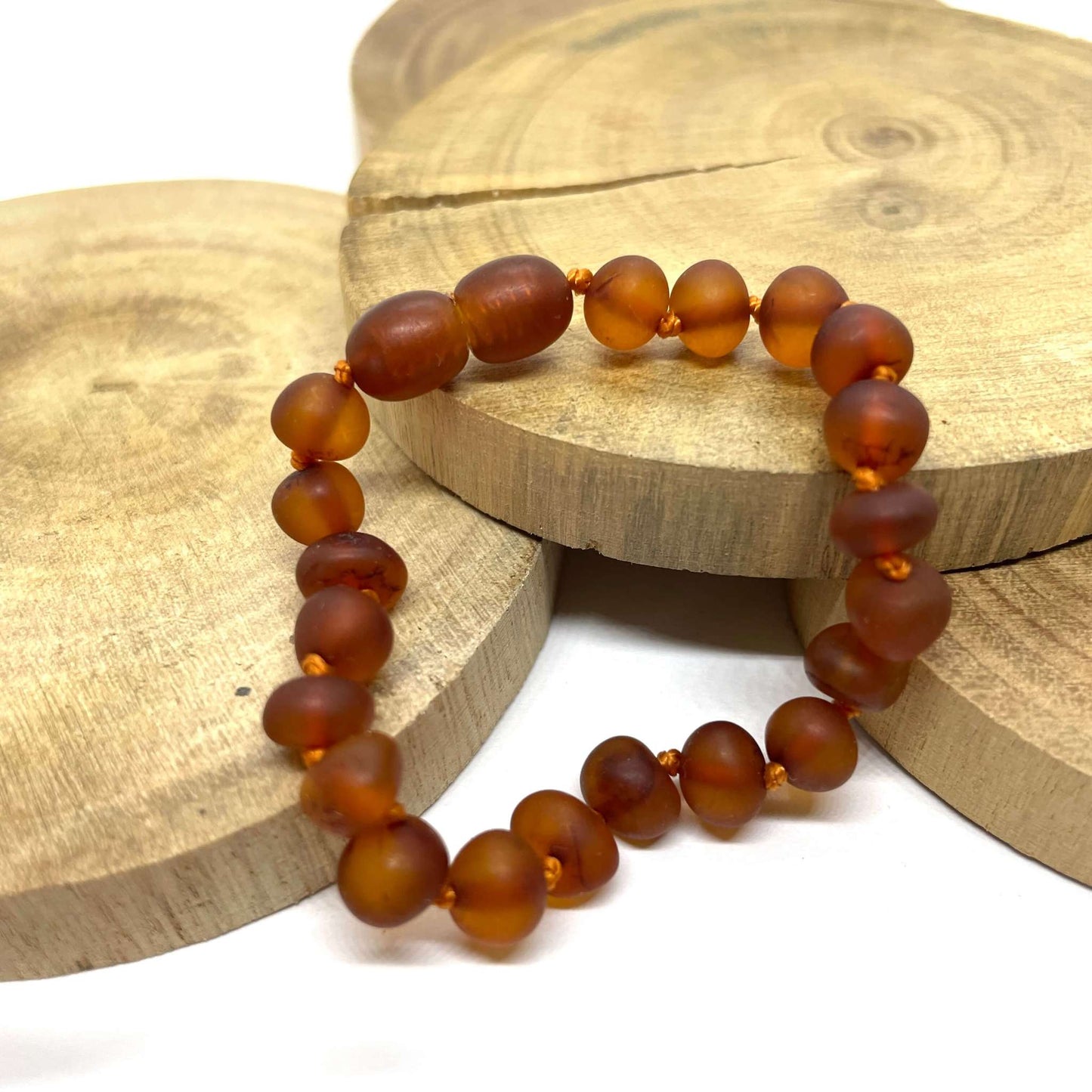 raw cognac amber beaded bracelet