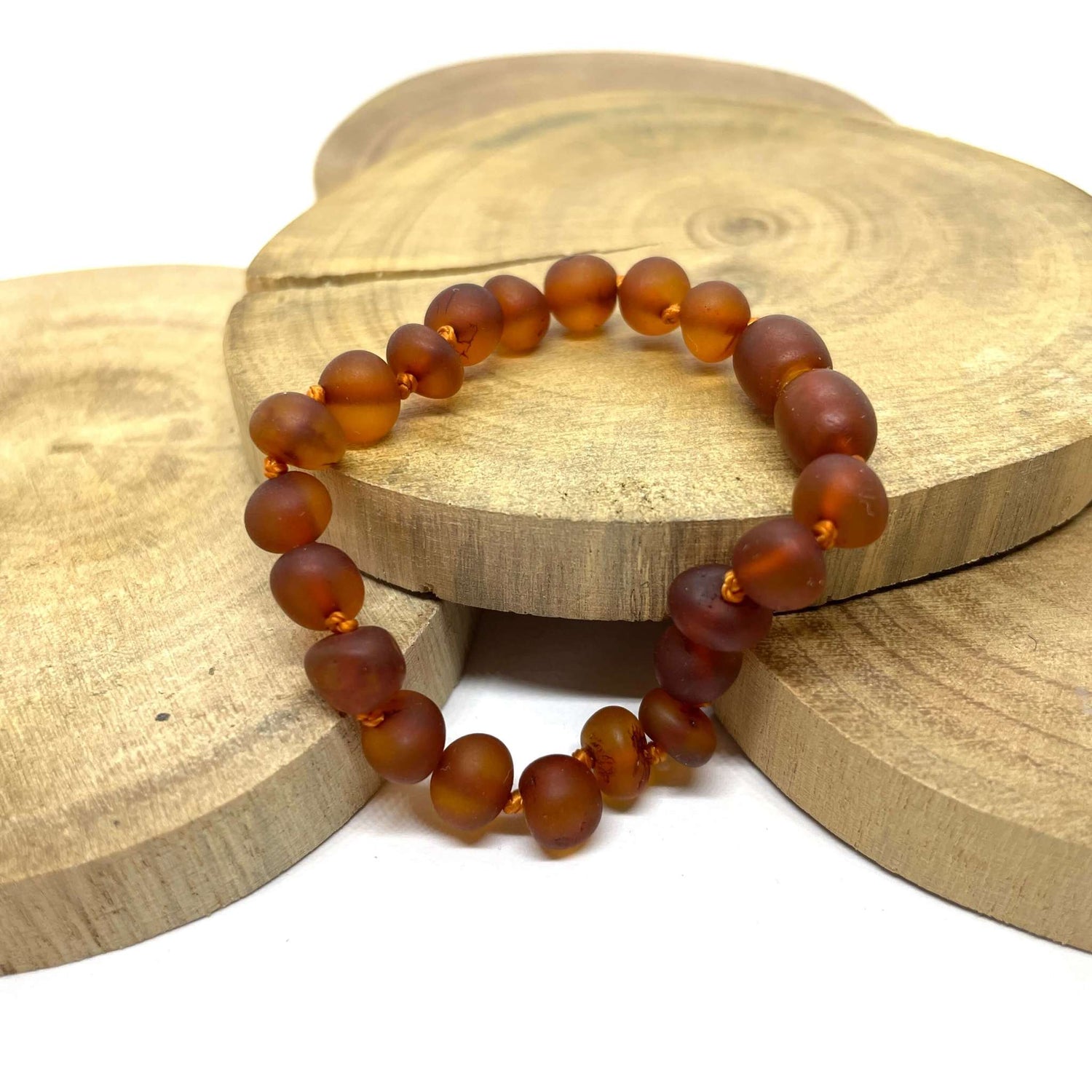 raw cognac amber anklet