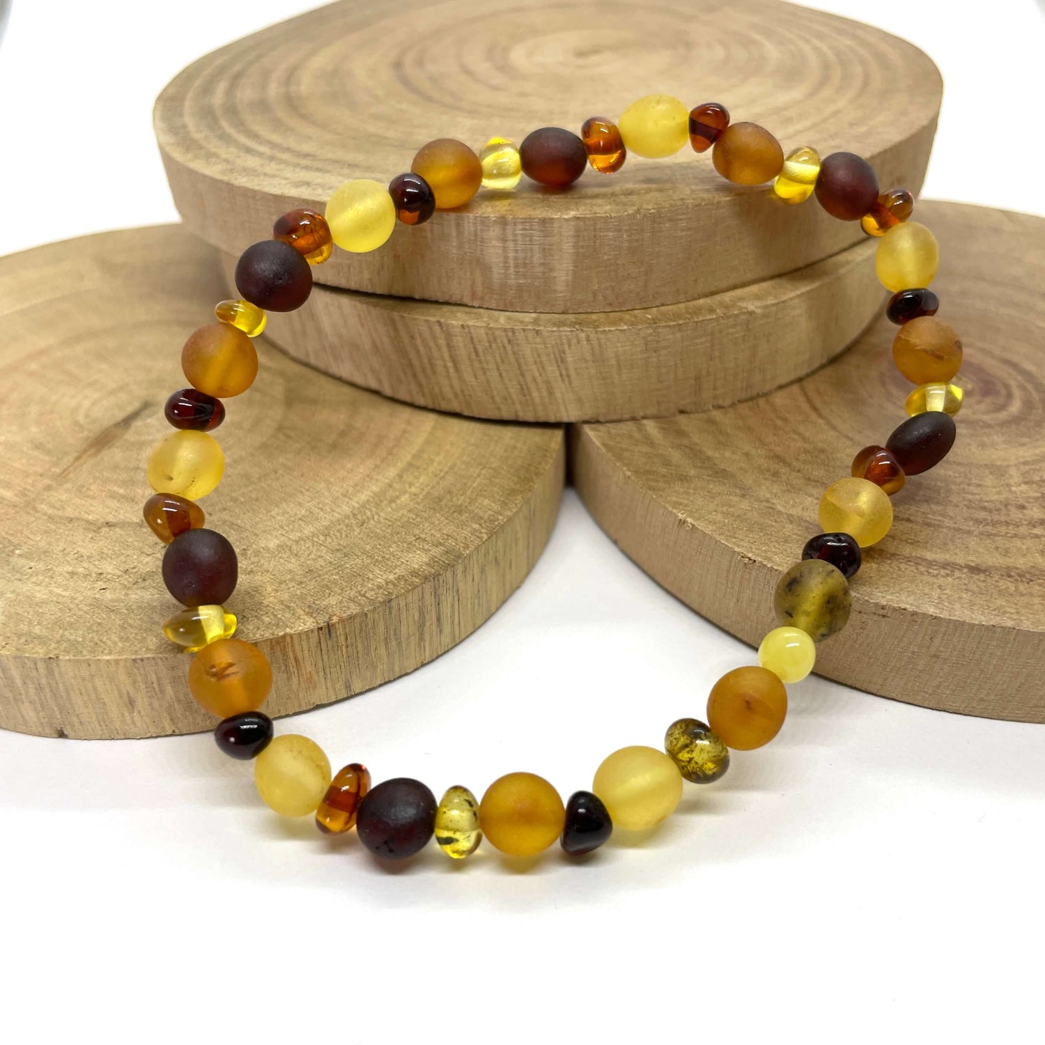 mixed coloured beaded amber bracelet