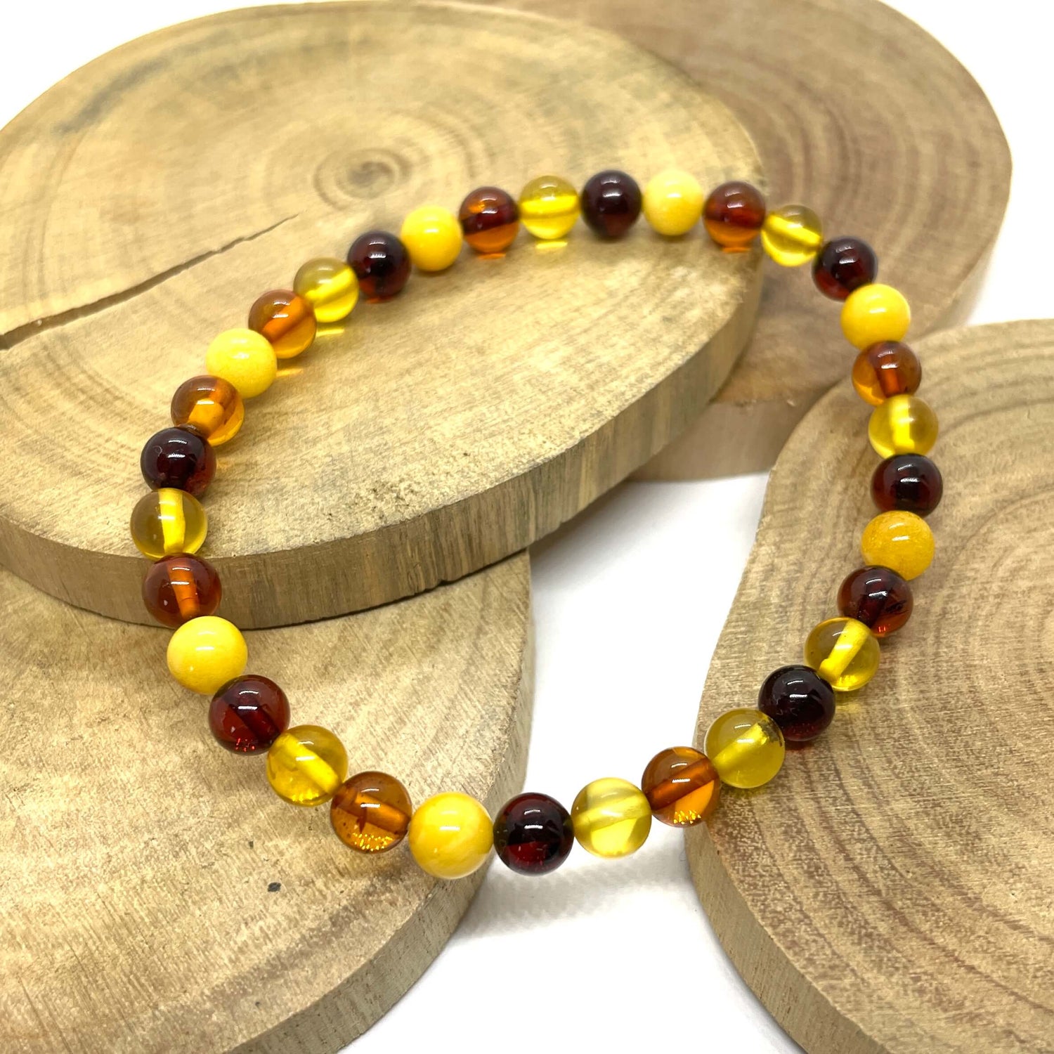 round beaded baltic amber bracelet