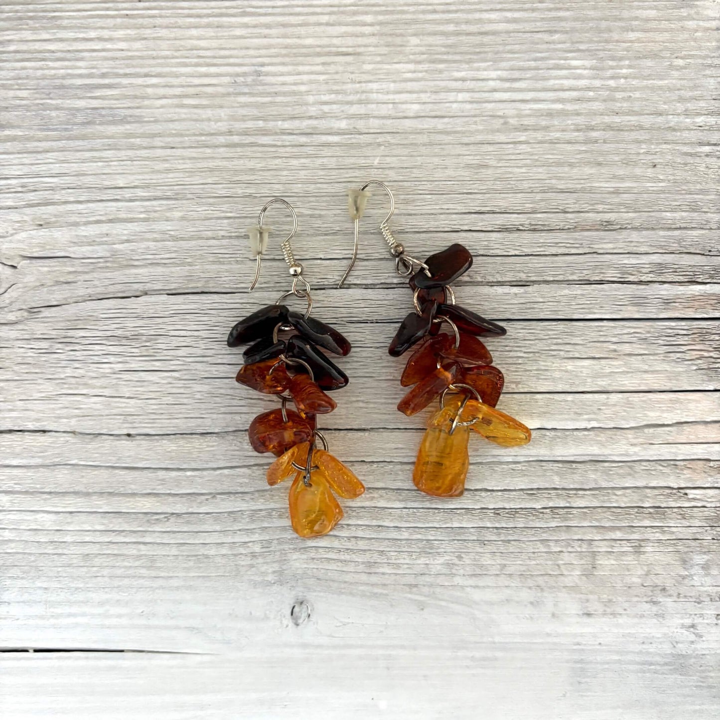 dangle amber multicoloured earrings