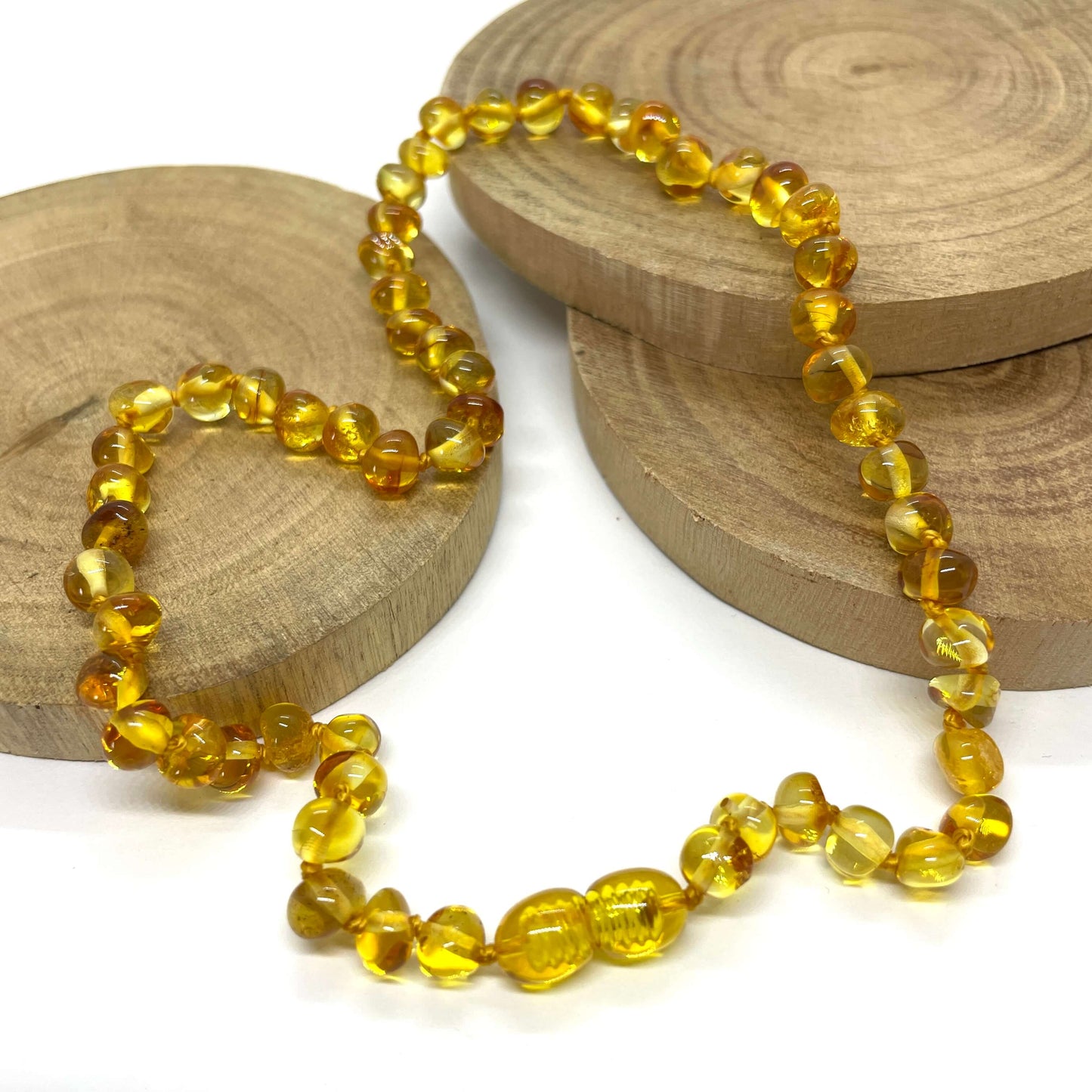 honey amber baby necklace with screw clasp