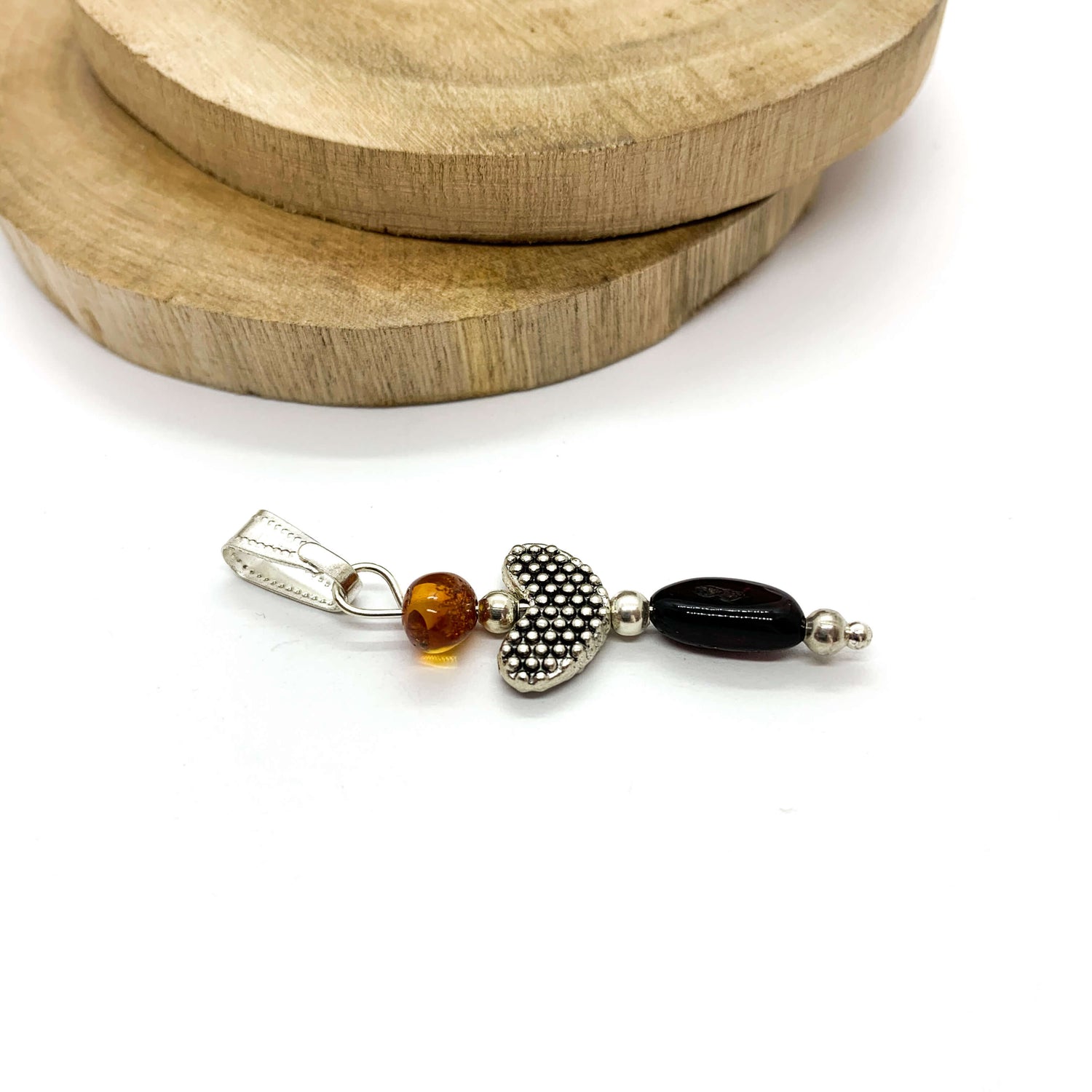 amber and silver pendant
