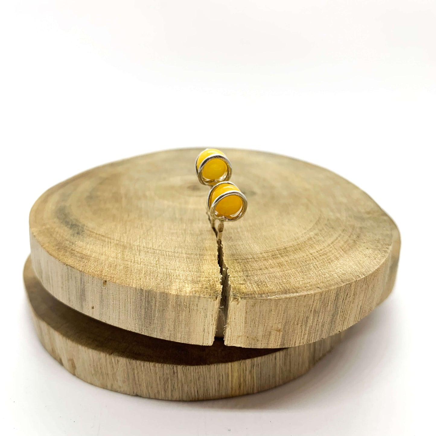 Baltic yellow amber ball stud earrings