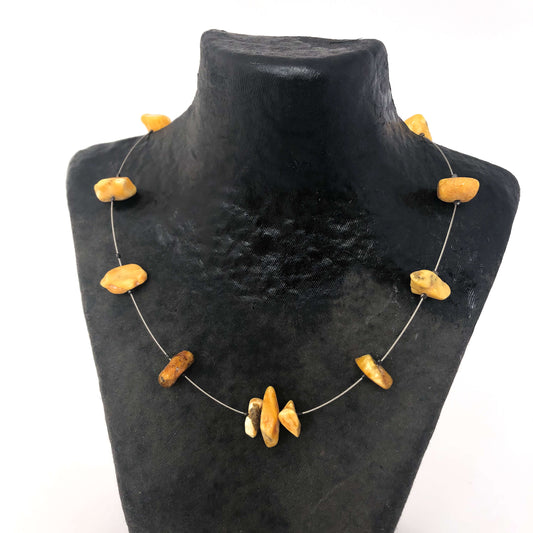 raw butterscotch amber wire necklace