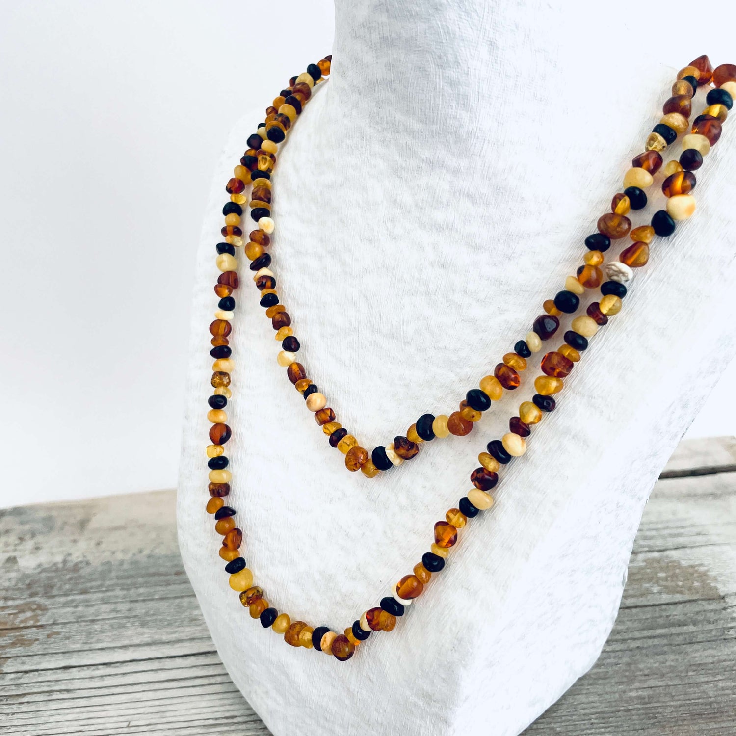 mixed coloured beaded amber necklace