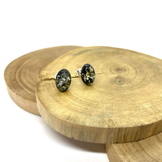 oval shaped Baltic amber stud earrings