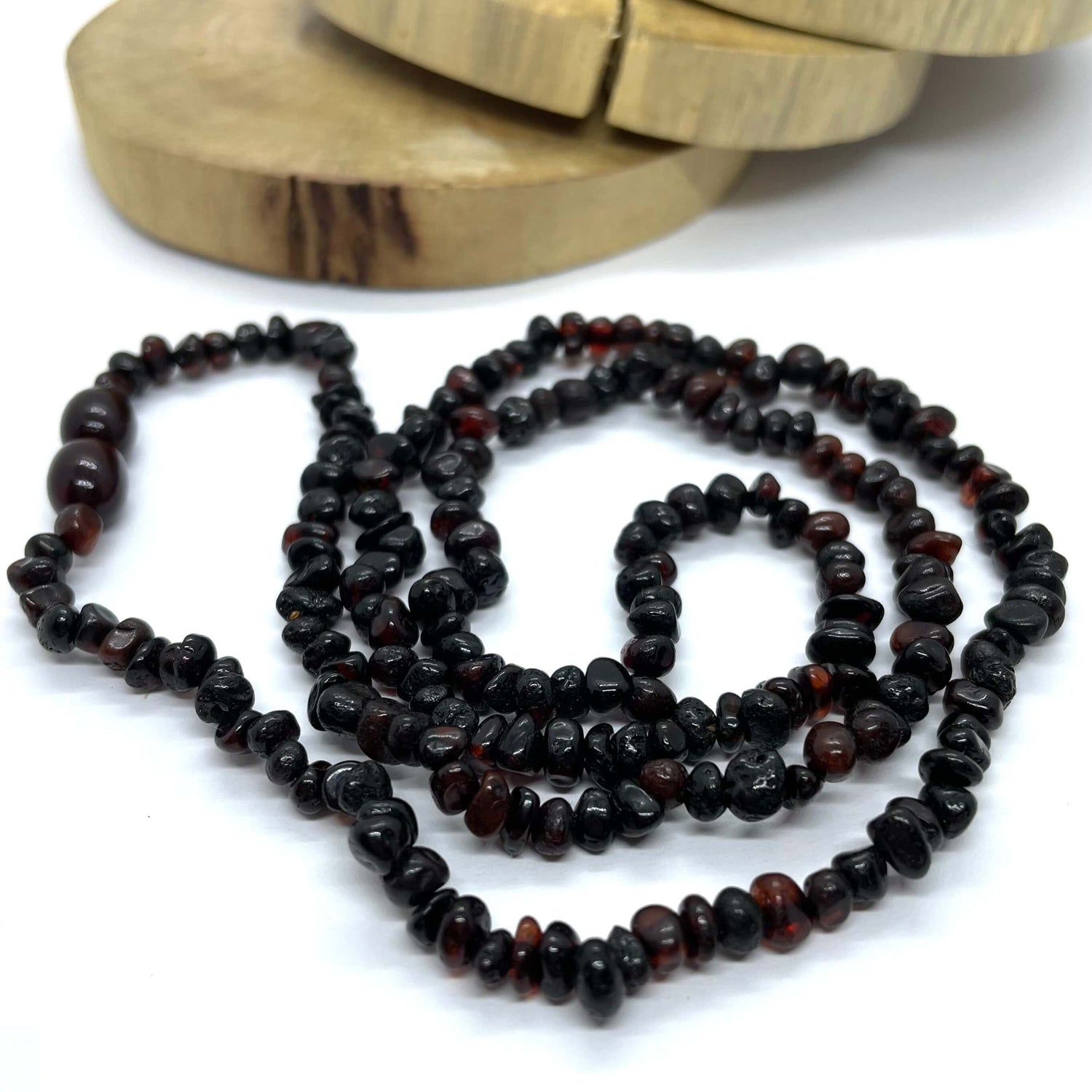 cherry amber beaded necklace