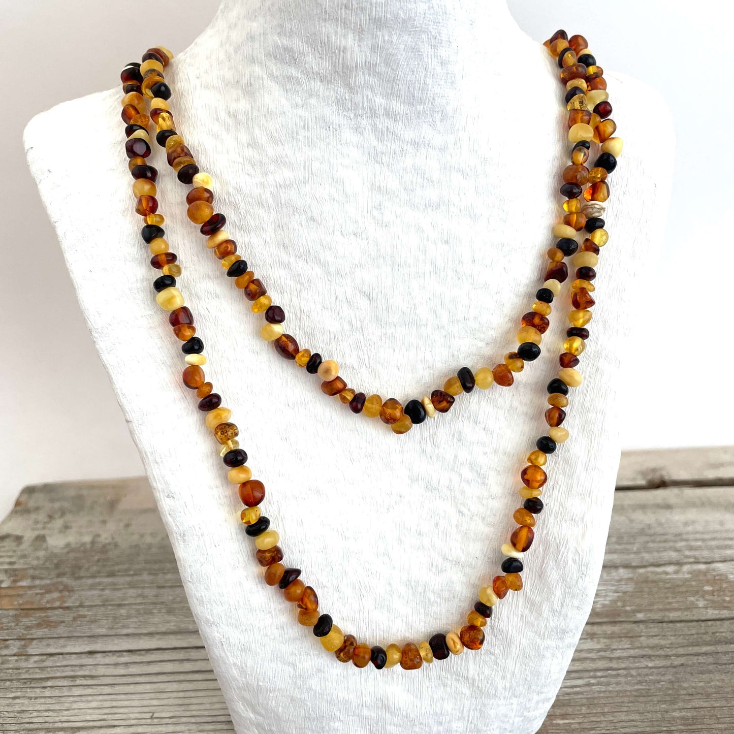 mixed coloured beaded amber necklace