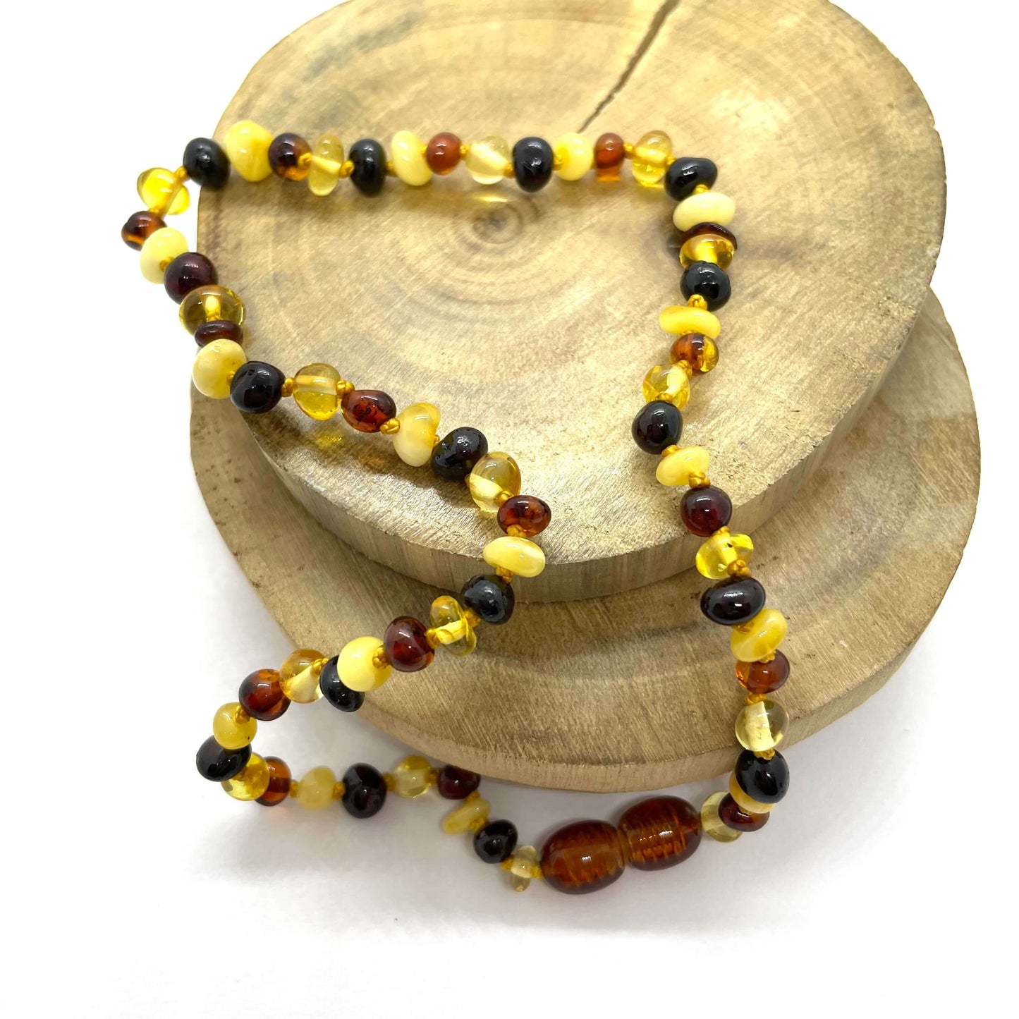 Multicoloured beaded amber baby necklace