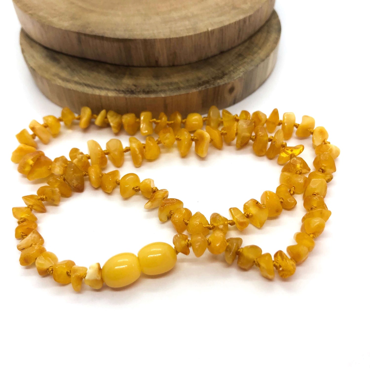 baby amber beaded teething necklace