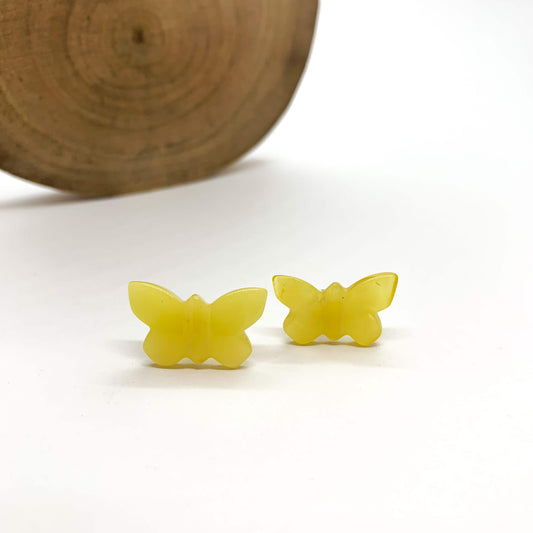 yellow amber butterfly stud earrings