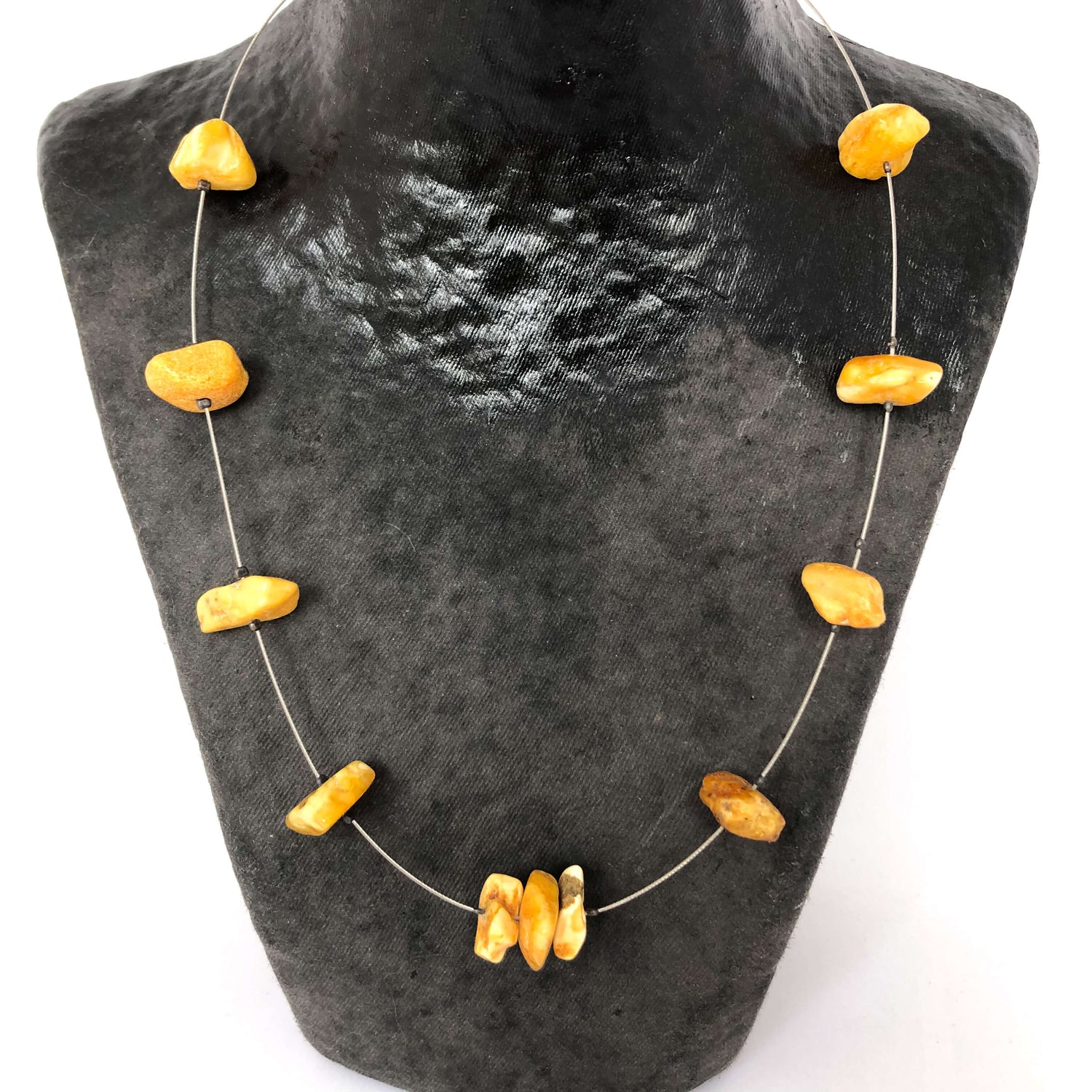 raw butterscotch amber wire necklace