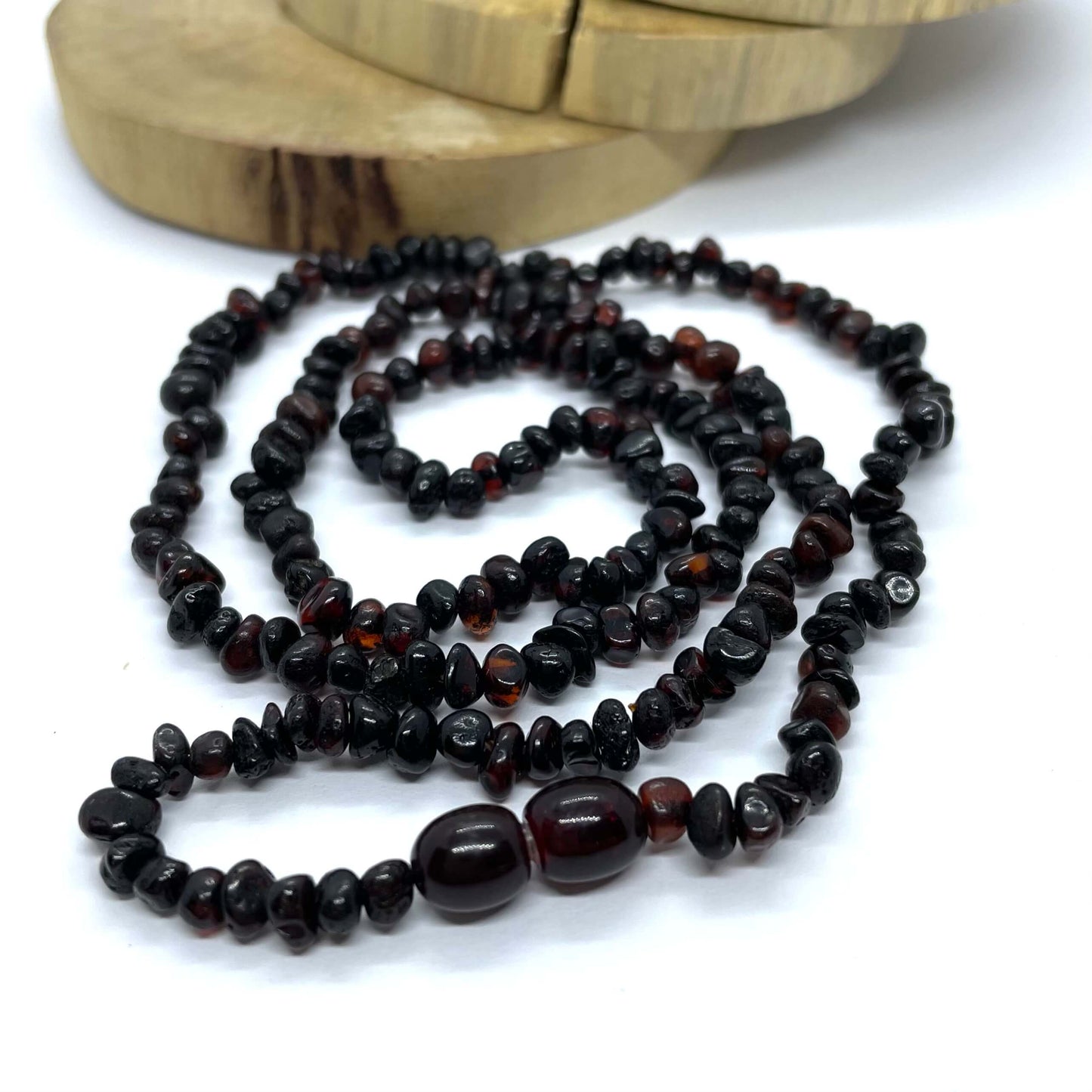 cherry amber beaded necklace
