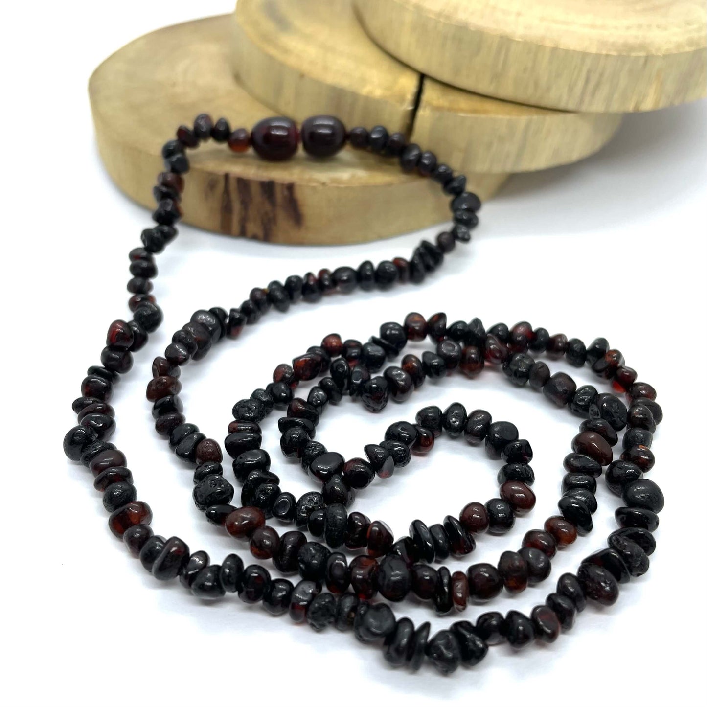 cherry amber beaded necklace