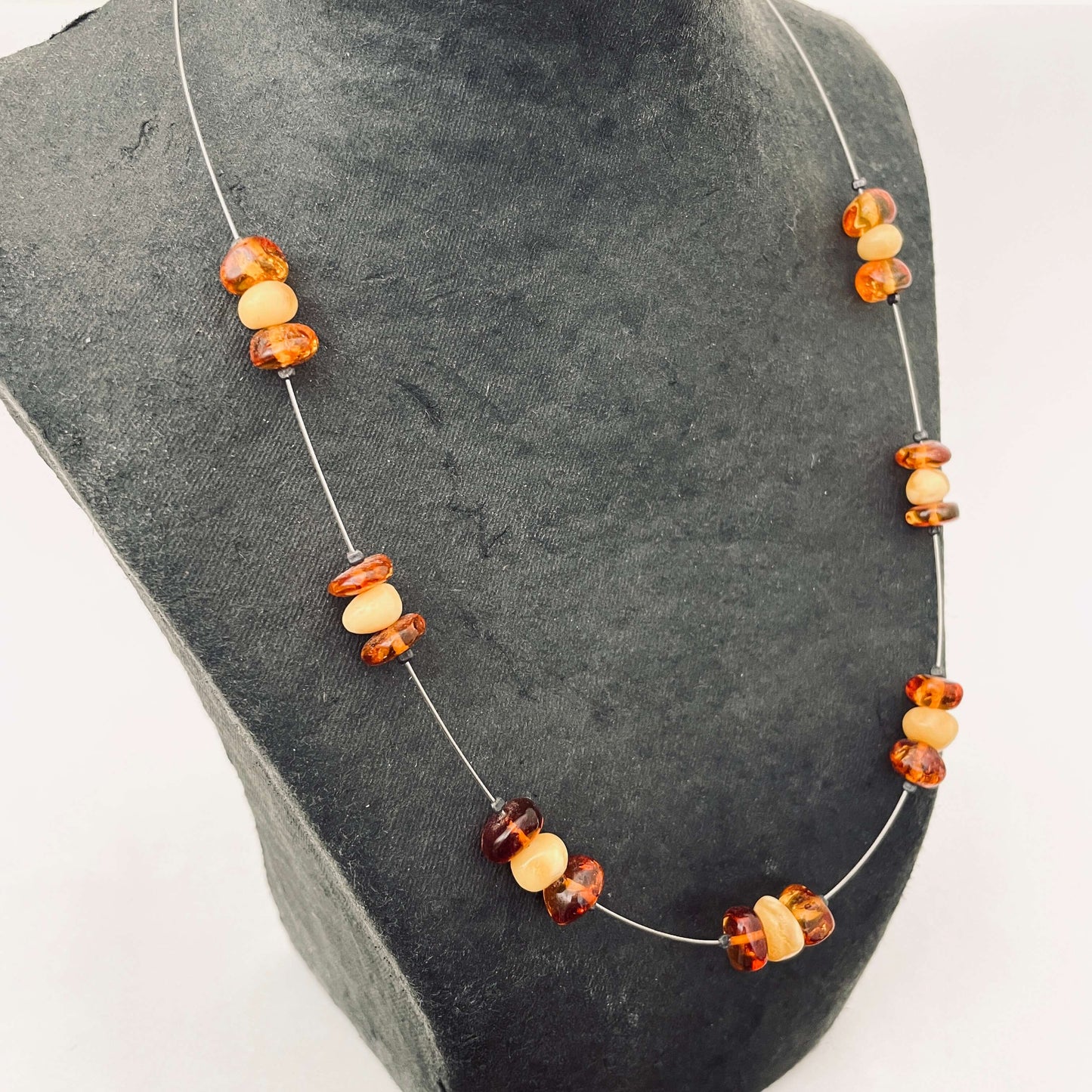 mixed coloured baltic amber choker necklace