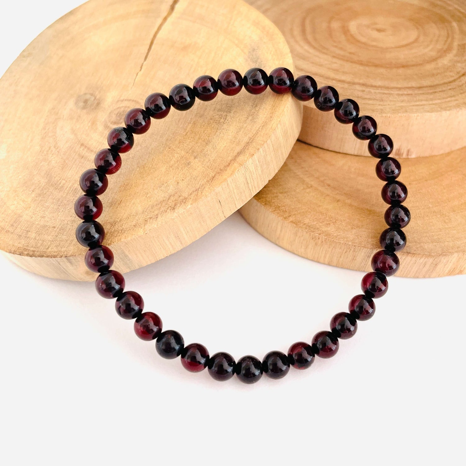 round beaded cherry amber bracelet