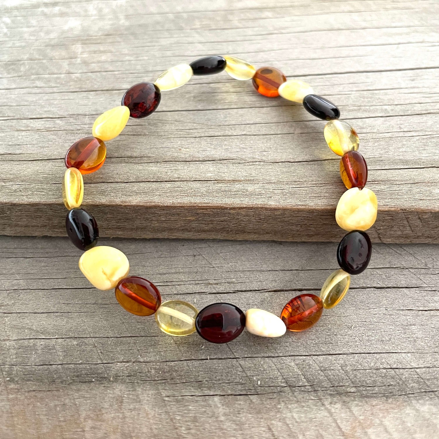 beaded amber multicoloured bracelet