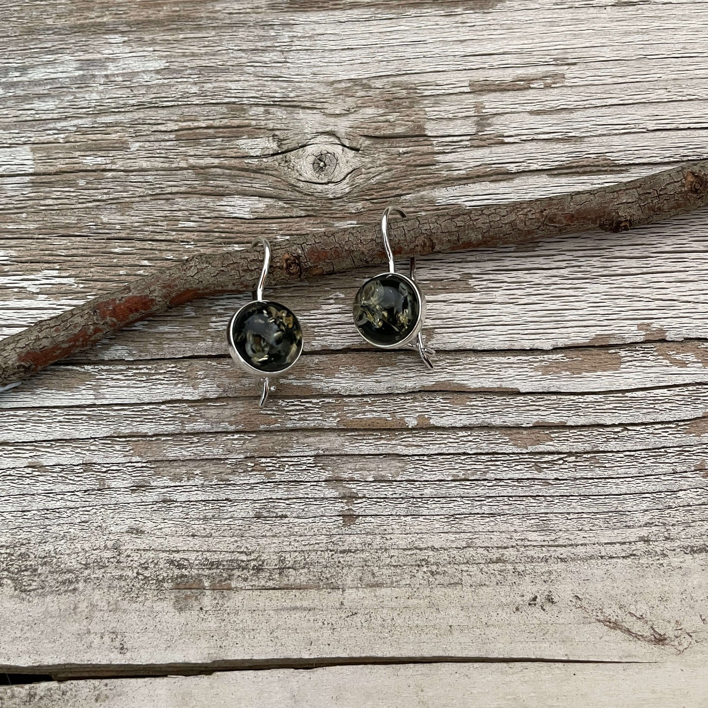 Green Baltic Amber Earrings