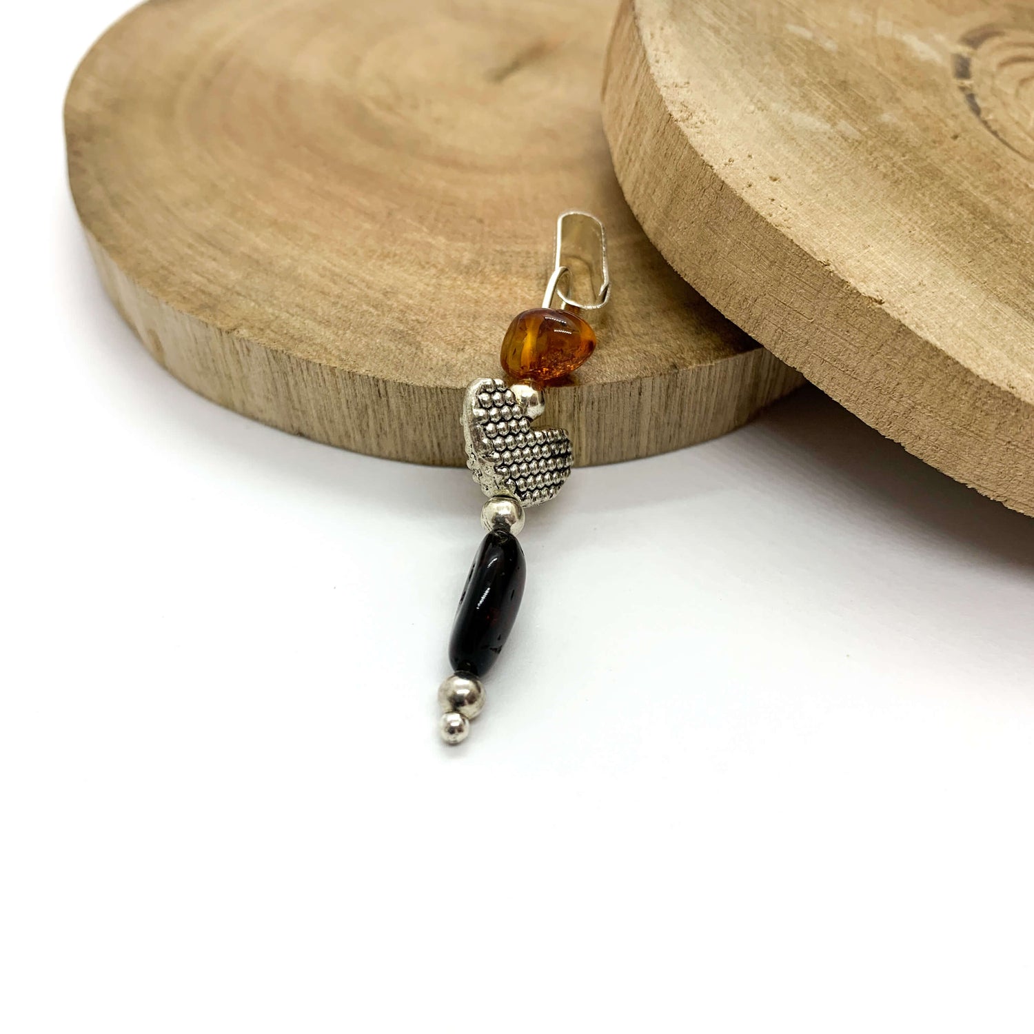 amber and silver pendant