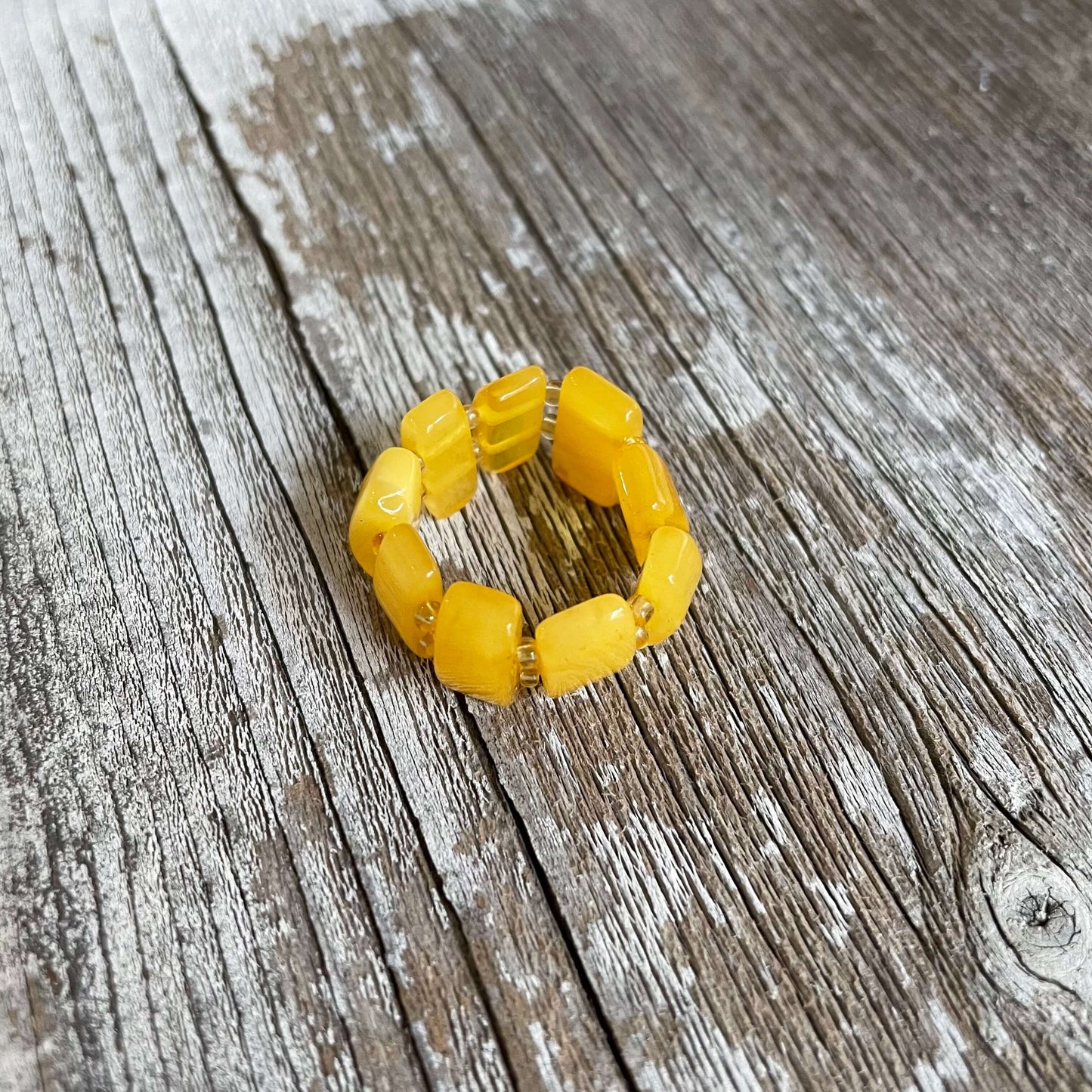 Yellow amber adjustable ring